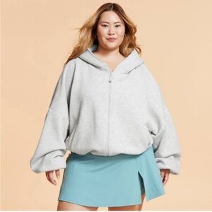 NWT! Blogilates Women's Marshmallow Full Zip Hooded Sweatshirt Grey Size 3X NEW!